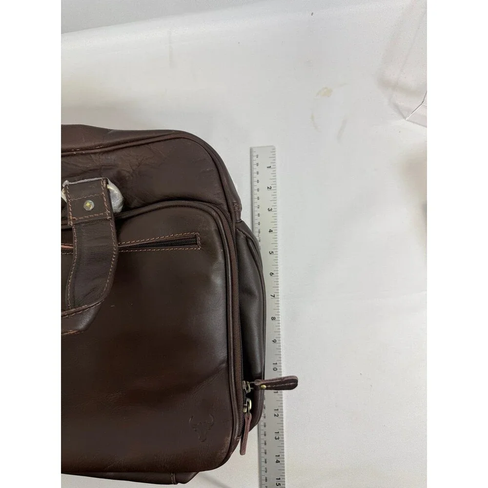 James Leather Full Grain Buffalo Leather Brown brief case Bag NEW